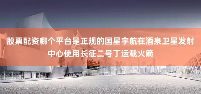 股票配资哪个平台是正规的国星宇航在酒泉卫星发射中心使用长征二号丁运载火箭